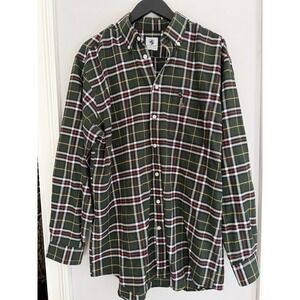 Southern Proper Flannel Shirt Mens L Green Yellow Red Plaid Preppy Classic